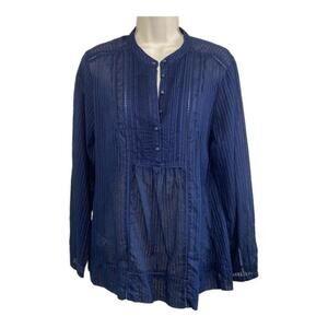 Eddie Bauer - Navy Stripe Cotton Popover - L - China